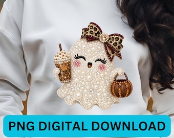 Digital Download: Pearl Ghost PNG for Sublimation/DTF (Pumpkin Coffee)