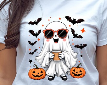 Ghost with Coffee PNG - PNG for Sublimation or DTF - Digital Download