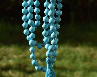 Perles de mala turquoises faites main