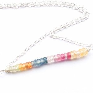 Handmade Natural Multi-Coloured Sapphires Silver Necklace