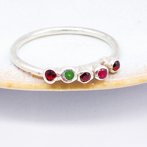 Garnet Silver Ring Handmade Gemstone Ring