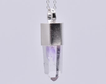 Handmade Brandberg Quartz Transmitter Silver Crystal Pendant