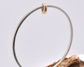 Handmade Sterling Silver Bangle with Solid Gold Spinner
