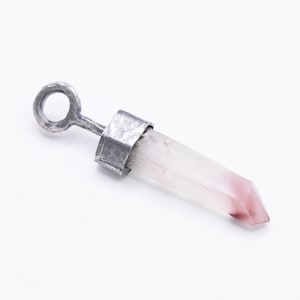 Handmade Lithium Quartz Blackened Hammered Sterling Silver Pendant