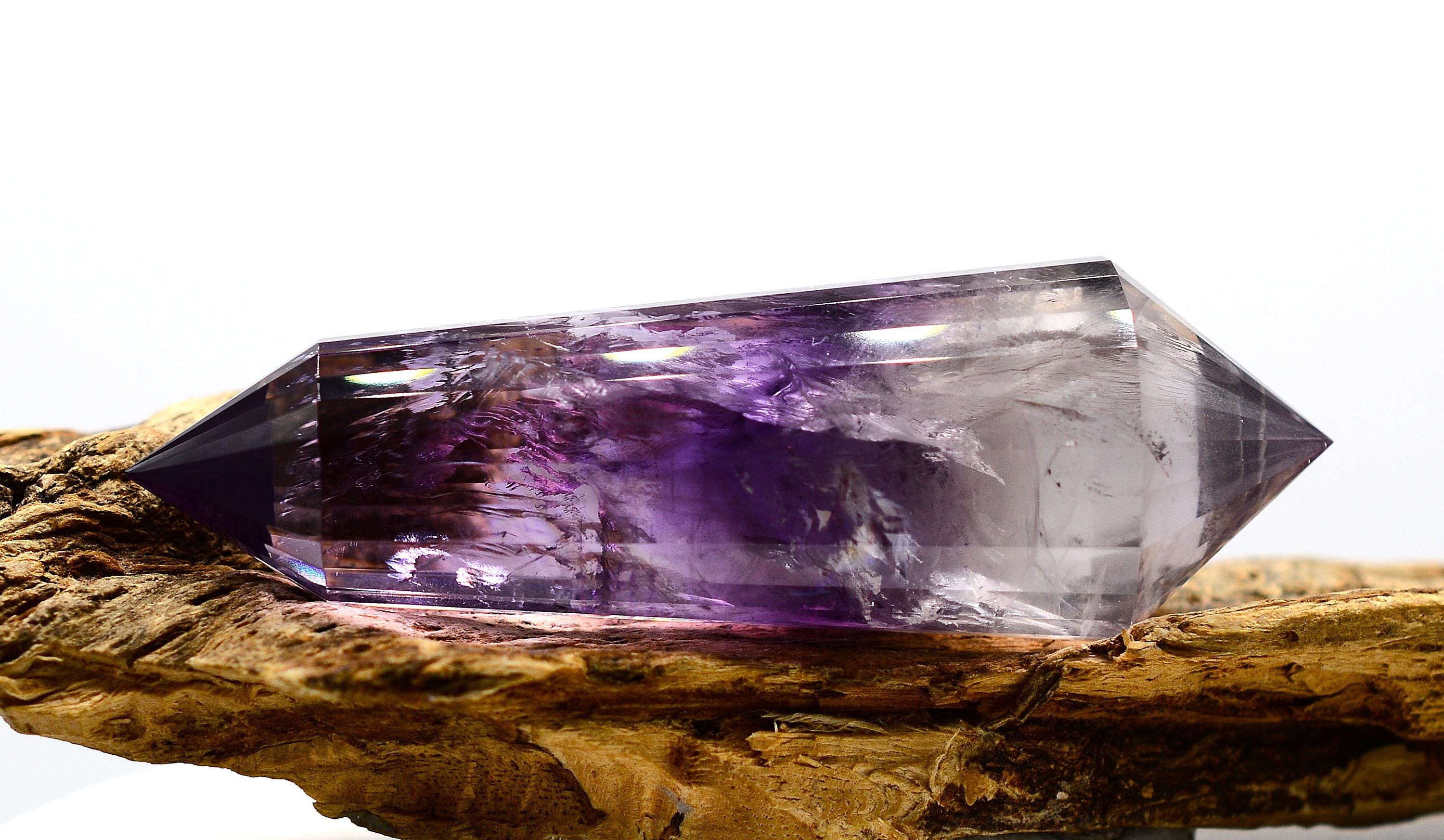 24面アメジスト＆スモーキーレインボークォーツフォーゲルワンド