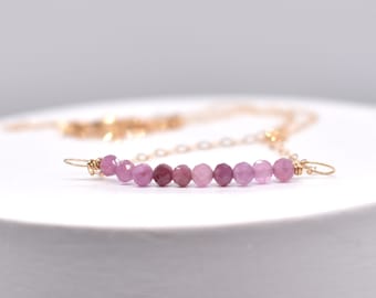 Handmade Pink Sapphire Gold Necklace