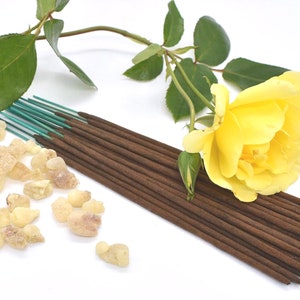 Organic Frankincense & Rose Incense Sticks ~ Double Strength Temple Grade