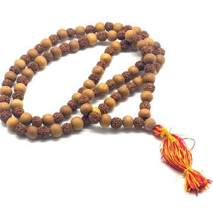 Handmade Natural Rudraksha & Sandalwood Mala