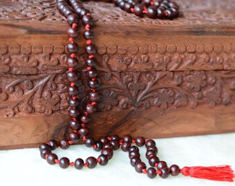 Natural Hand Knotted Rosewood Mala