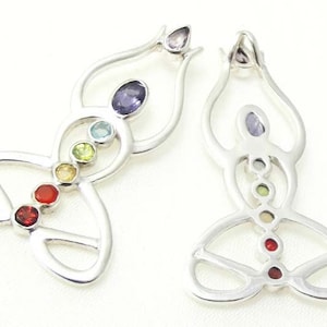 Chakra Pendant on Silver Chain - Handmade in Sterling Silver with 7 Natural Gemstones