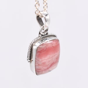 Handmade Rhodochrosite Silver Pendant
