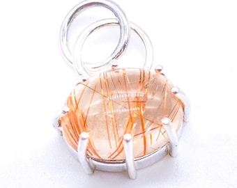 Rutilated Quartz Sterling Silver Pendant: Unique Handmade Jewellery with Natural Gemstones