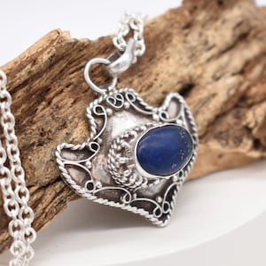 Vintage Lapis Silver Pendant