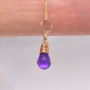 Amethyst Wire Wrapped Gold Necklace