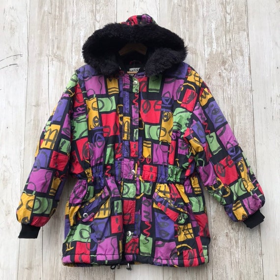 Retro Mexx Winter Parka 80s Graffiti Geometric Col