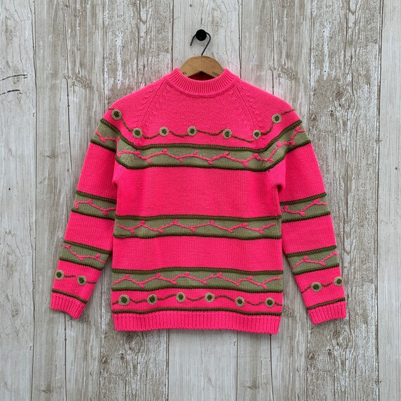 Vintage Ski Sweater White Stag Medium