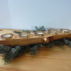Unique Colorado Aspen Tree Log Candle Holder with 5 Tealights