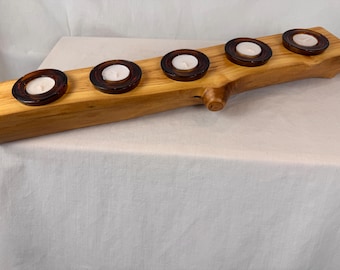 Candelabro de tronco de álamo con 5 velas de té