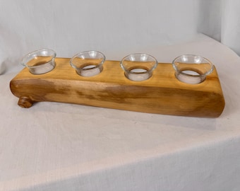 Candelabro de tronco de álamo con 4 velas votivas