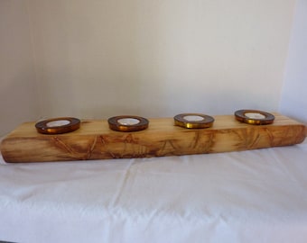 Unique Colorado Aspen Tree Log Candle Holder with 4 Tealights
