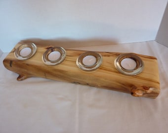 Unique Colorado Aspen Tree Log Candle Holder with 4 Tealights