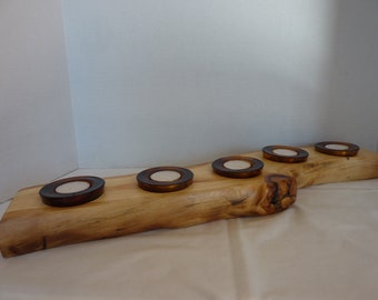 Unique Colorado Aspen Tree Log Candle Holder with 5 Tealights