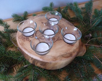Unique Colorado Aspen Tree Round Candle Holder with 5 Votive Candles