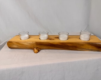 Candelabro de tronco de álamo con 4 velas votivas