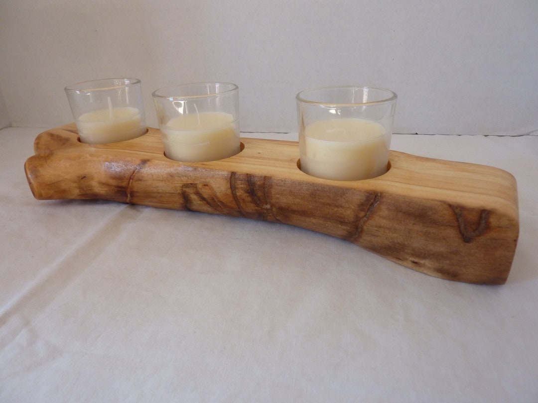 Unique Colorado Aspen Tree Log Candle Holder With 3 Votive Candles Etsy