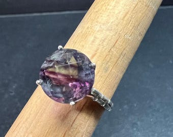 Vintage Sterling Silver Rainbow Fluorite Ring Size 9