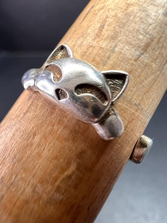 Vintage Sterling Silver Adjustable Cat Ring – Siz… - image 8