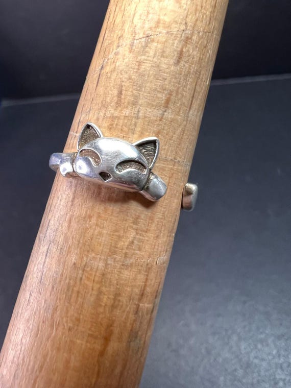 Vintage Sterling Silver Adjustable Cat Ring – Siz… - image 12