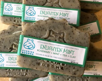 Rosemary Mint Soap. Enlighten Mint. Handmade. Vegan. Organic Ingredients. Essential Oils. Made in Utah.