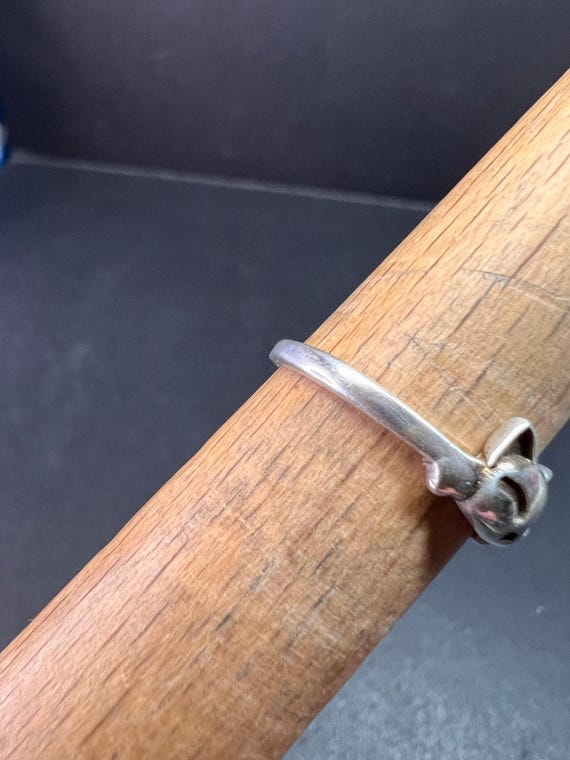 Vintage Sterling Silver Adjustable Cat Ring – Siz… - image 4