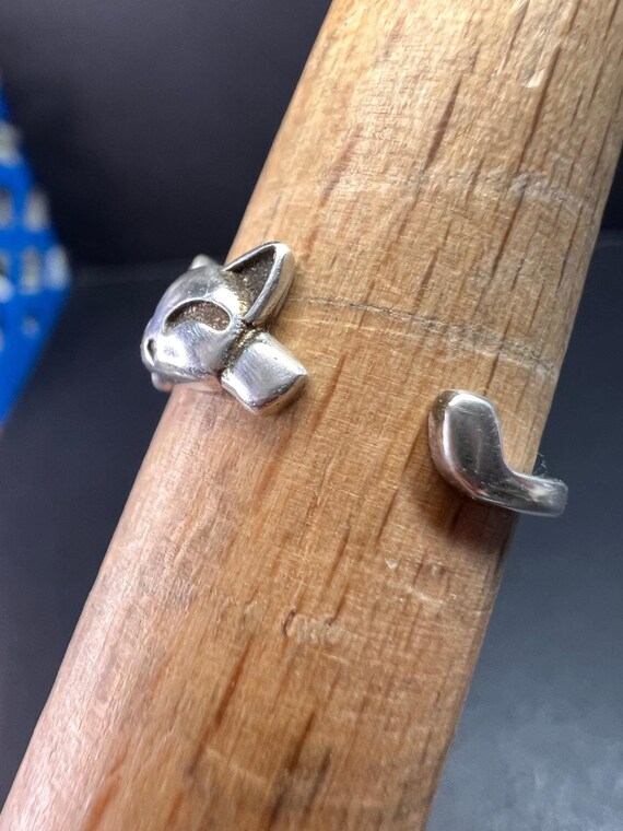 Vintage Sterling Silver Adjustable Cat Ring – Siz… - image 6