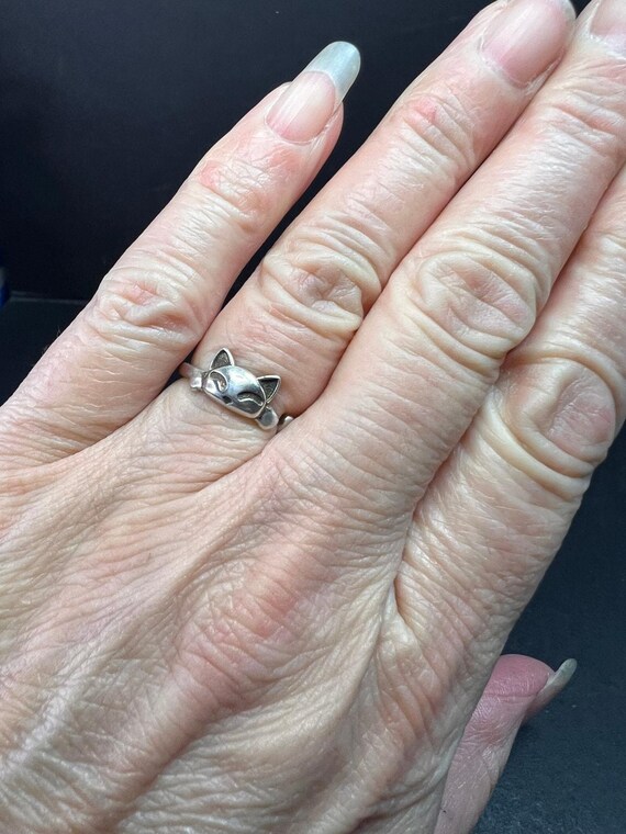 Vintage Sterling Silver Adjustable Cat Ring – Siz… - image 9