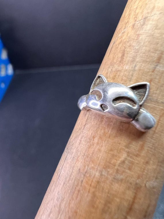 Vintage Sterling Silver Adjustable Cat Ring – Siz… - image 10