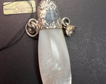 Vintage REO 925 Sterling Mother of Pearl Whistle Pendant Dead Stock