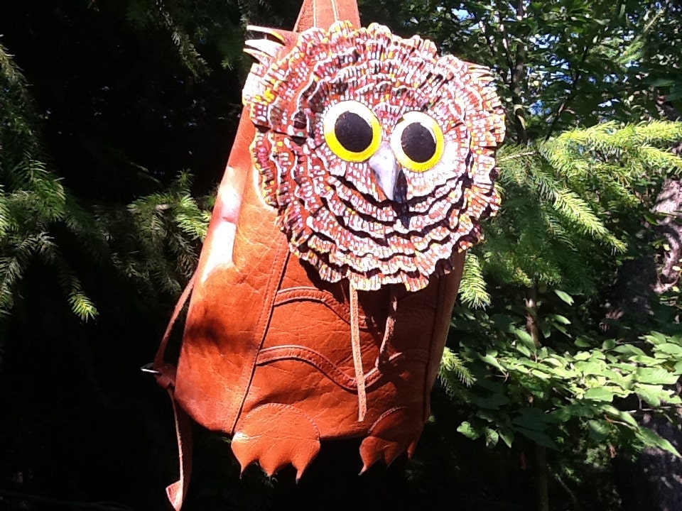 Owl Handmade Leather Rucksack - Etsy display picture 1