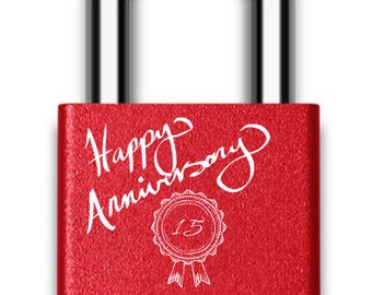 Personalized Happy Anniversary Love Lock, Engraved Wedding Anniversary Gift for Couples, Custom Padlock for Him Her, Paris Bridge Lock
