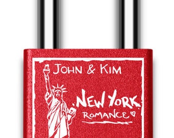 Personalized New York Love Lock, Engraved Brooklyn Bridge Padlock, Custom NYC Engagement Wedding Anniversary Gift, Couples Keepsake