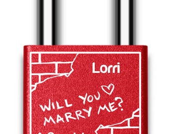 Personalized Will You Marry Me Love Lock, Engraved Proposal Padlock, Custom Engagement Gift for Her, Paris Bridge Marriage Proposal