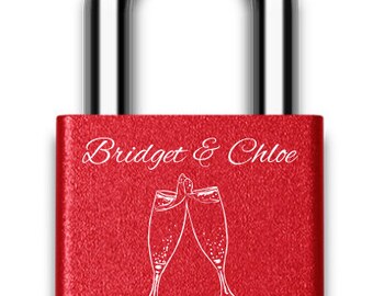 Personalized Cheers Love Lock, Engraved Toast Padlock, Custom Engagement Wedding Anniversary Gift for Couples, Bar Cart Keepsake