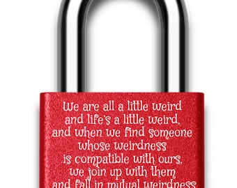 Personalized Found My Weirdo Love Lock, Engraved Funny Couples Padlock, Custom Boyfriend Girlfriend Anniversary Gift, Unique Wedding