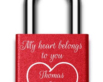 Personalized My Heart Belongs to You Love Lock, Engraved Paris Bridge Padlock, Anniversary Wedding Gift for Him Her, Engagement Keepsake