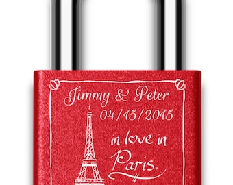 Personalized Love Lock for Paris, Engraved Pont des Arts Padlock, Custom Wedding Anniversary Bridge Lock, Couples Gift for Him Her