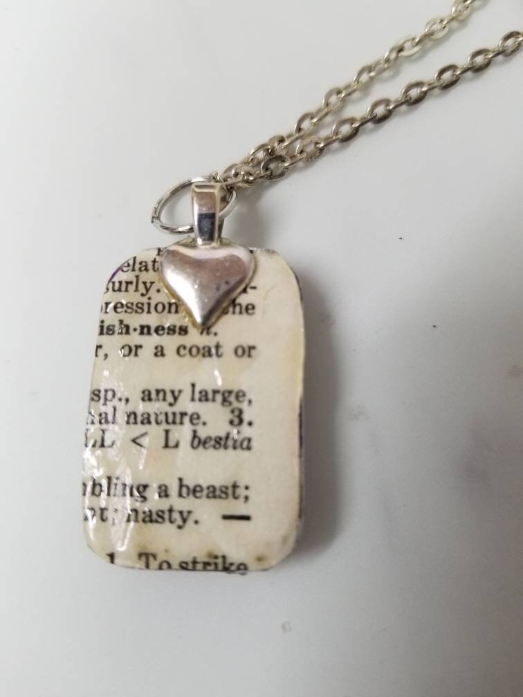 Handmade Glass Pendant Necklace With Dictionary Definition of Etsy UK