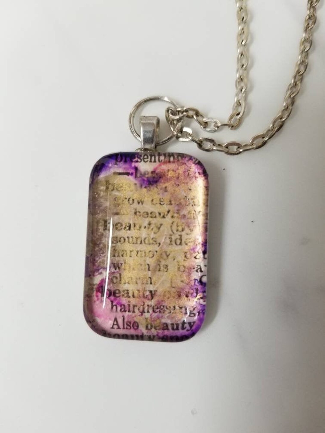 Handmade Glass Pendant Necklace With Dictionary Definition of Etsy UK