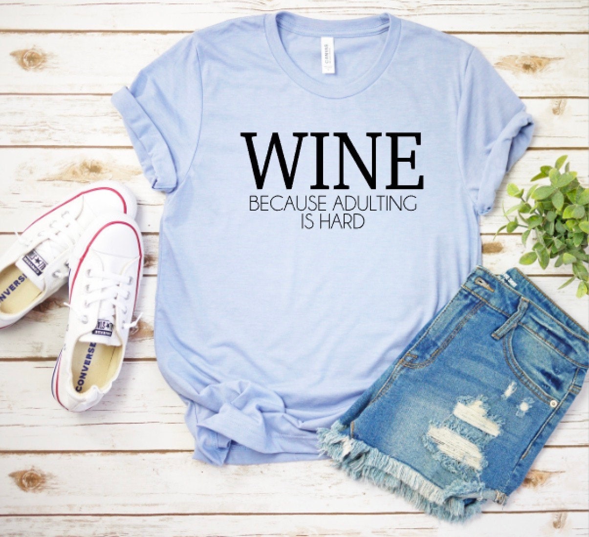 Wine Because Adulting is Hard Tee | Etsy