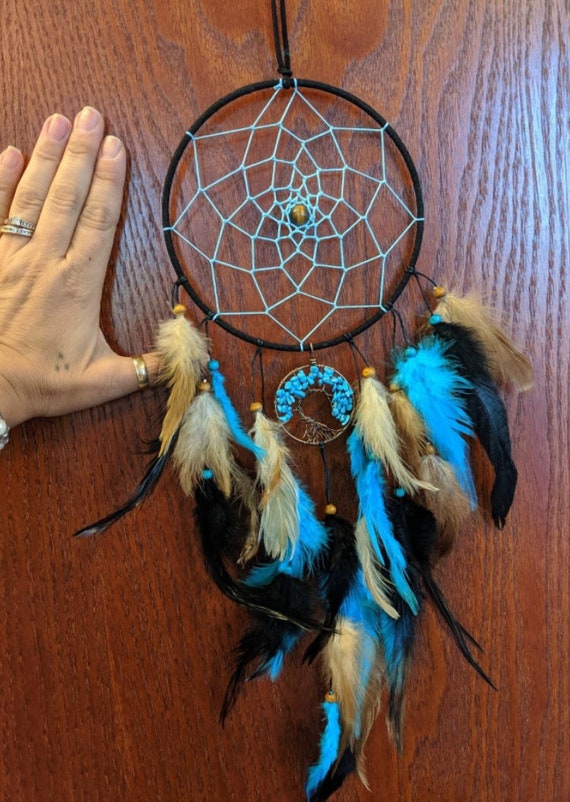 Turquoise Dream Catchers with Feathers Large Wall Urdeoms Dream Catcher Handmade 